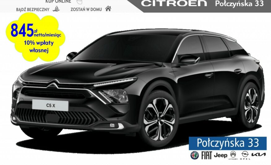 Citroen C5X 1.2 Purtech 130 KM AT8|Plus|Automat|Czarna perła|Grzane fotele i szyba