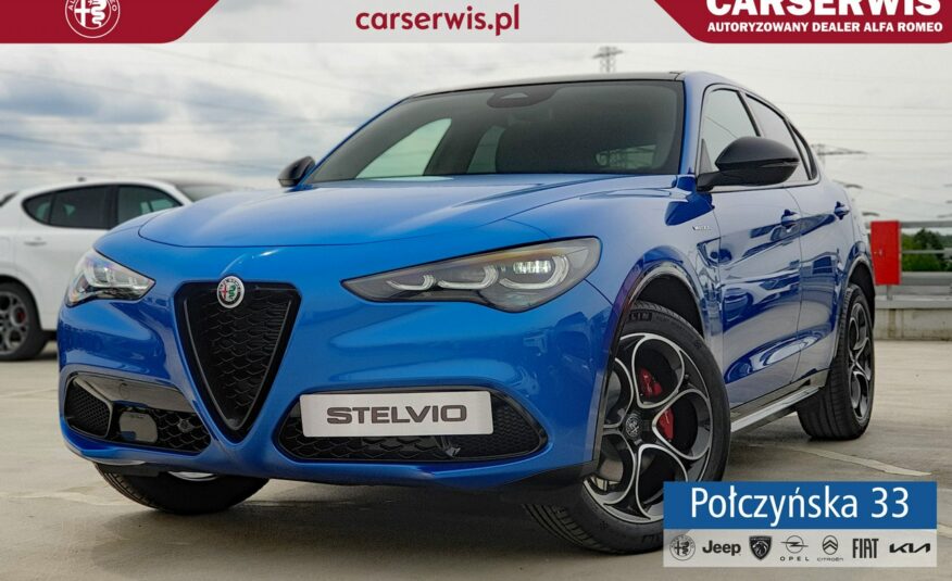 Alfa Romeo Stelvio Veloce Q4 AT 2.0 280 KM|Misano Blue|Szklany dach/ Pak Techno|2024