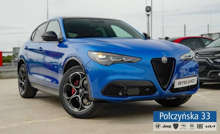 Alfa Romeo Stelvio Veloce Q4 AT 2.0 280 KM|Misano Blue|Szklany dach/ Pak Techno|2024